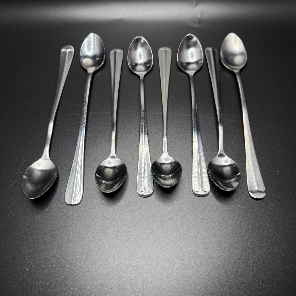 Set of 8 Stainless Steel Spoons Vintage Serving Cutlery Kitchen Utensils - Picture 1 of 4
